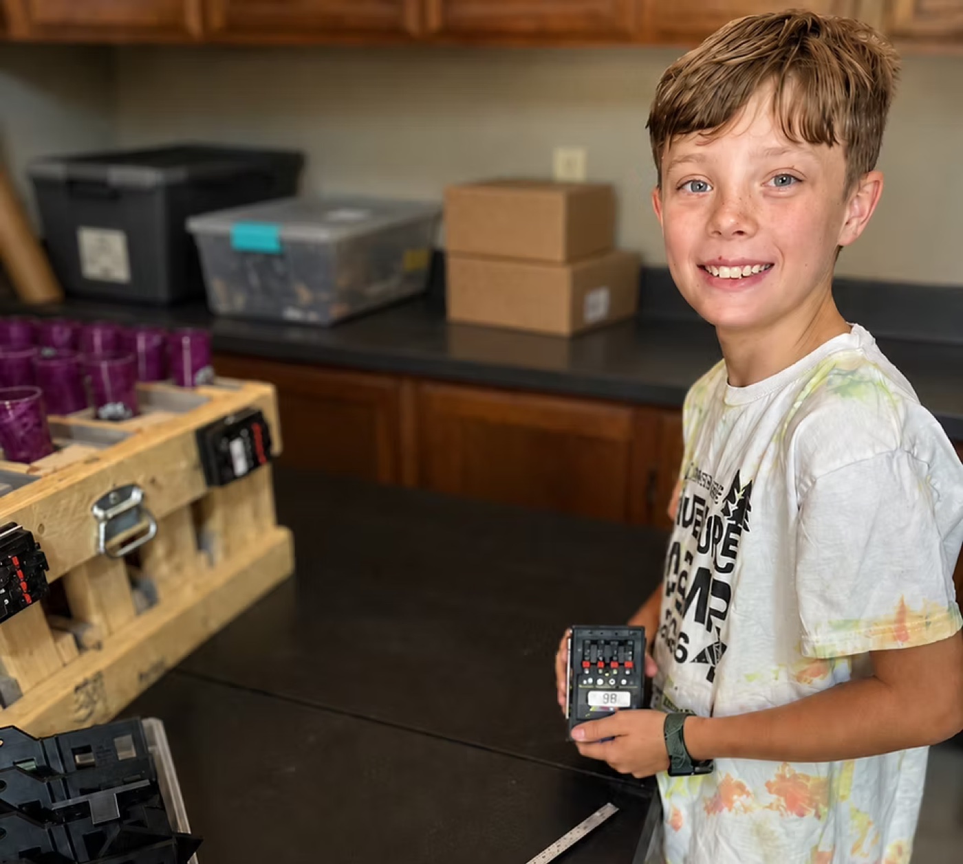 Tommy building RF Caddy prototypes in the workshop